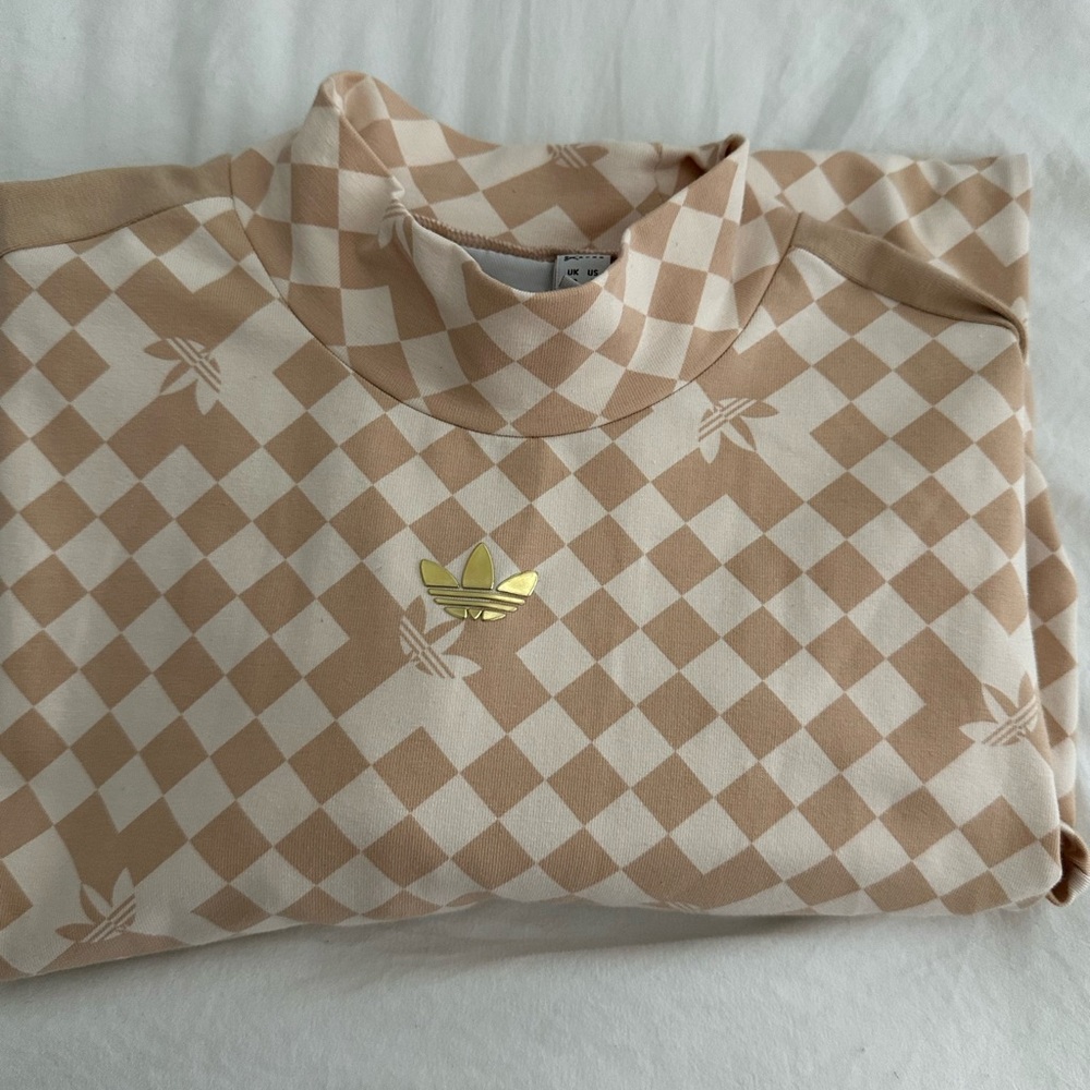 Adidas Beige Checkered Women's Top